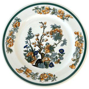 Vintage Syracuse China Indian Tree Plate Luncheon 9 Inch Orange Flower OP Co USA